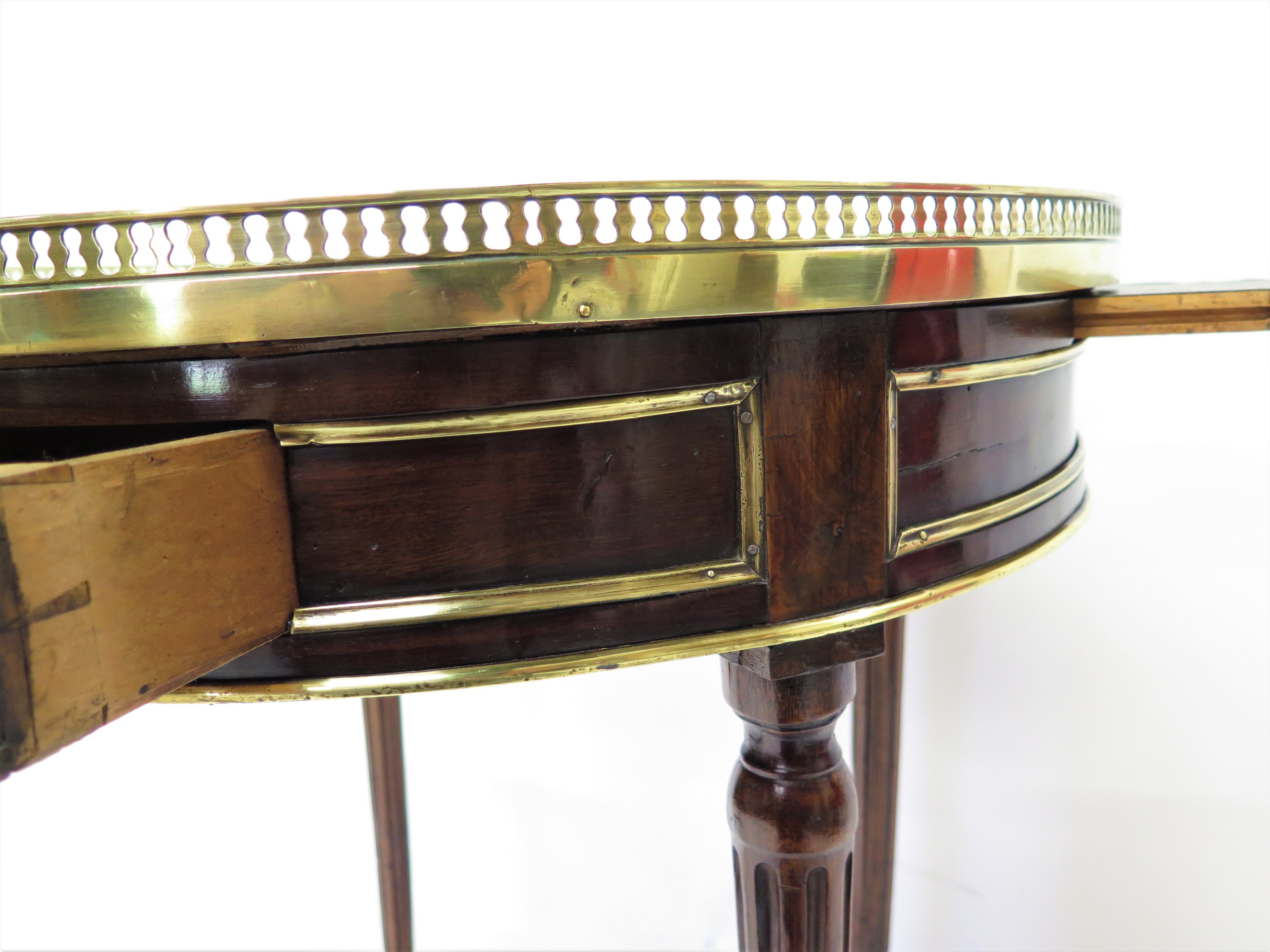 Louis XVI Gueridon / Petite Bouillotte Table with Marble Top and Brass Gallery