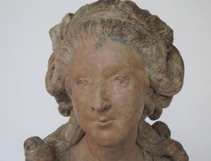 18th Century French Terra-Cotta Bust of a Beautiful Young Woman