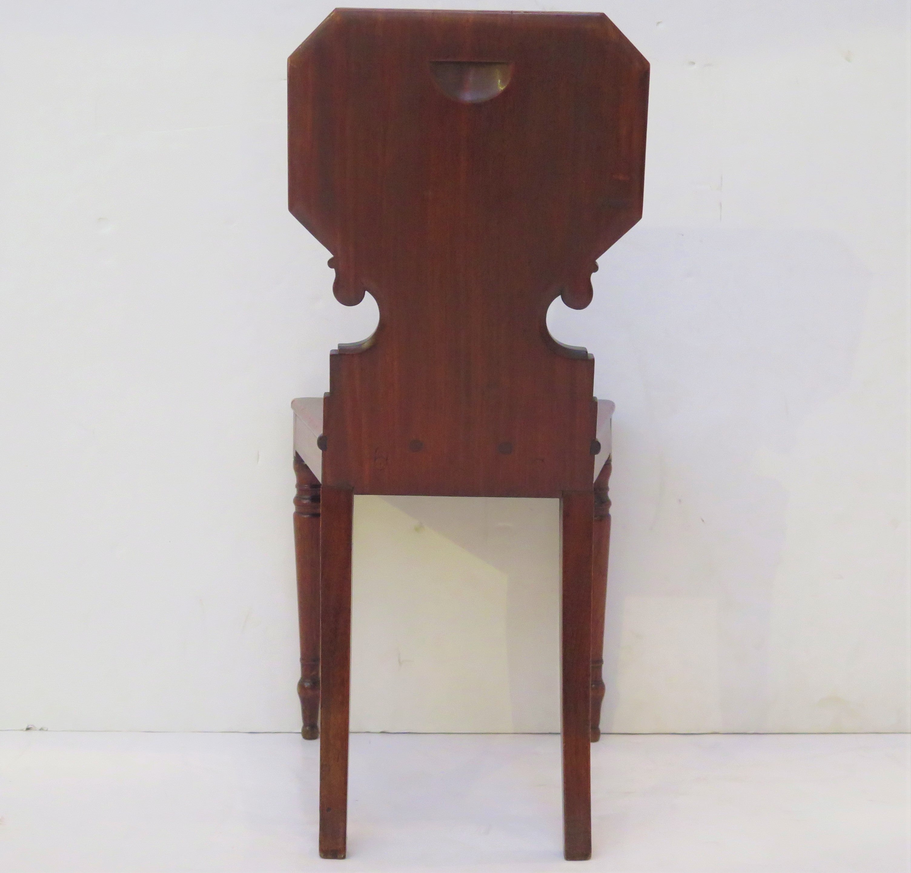 English Regency Mahogany Hall Chair with Armorial Crest