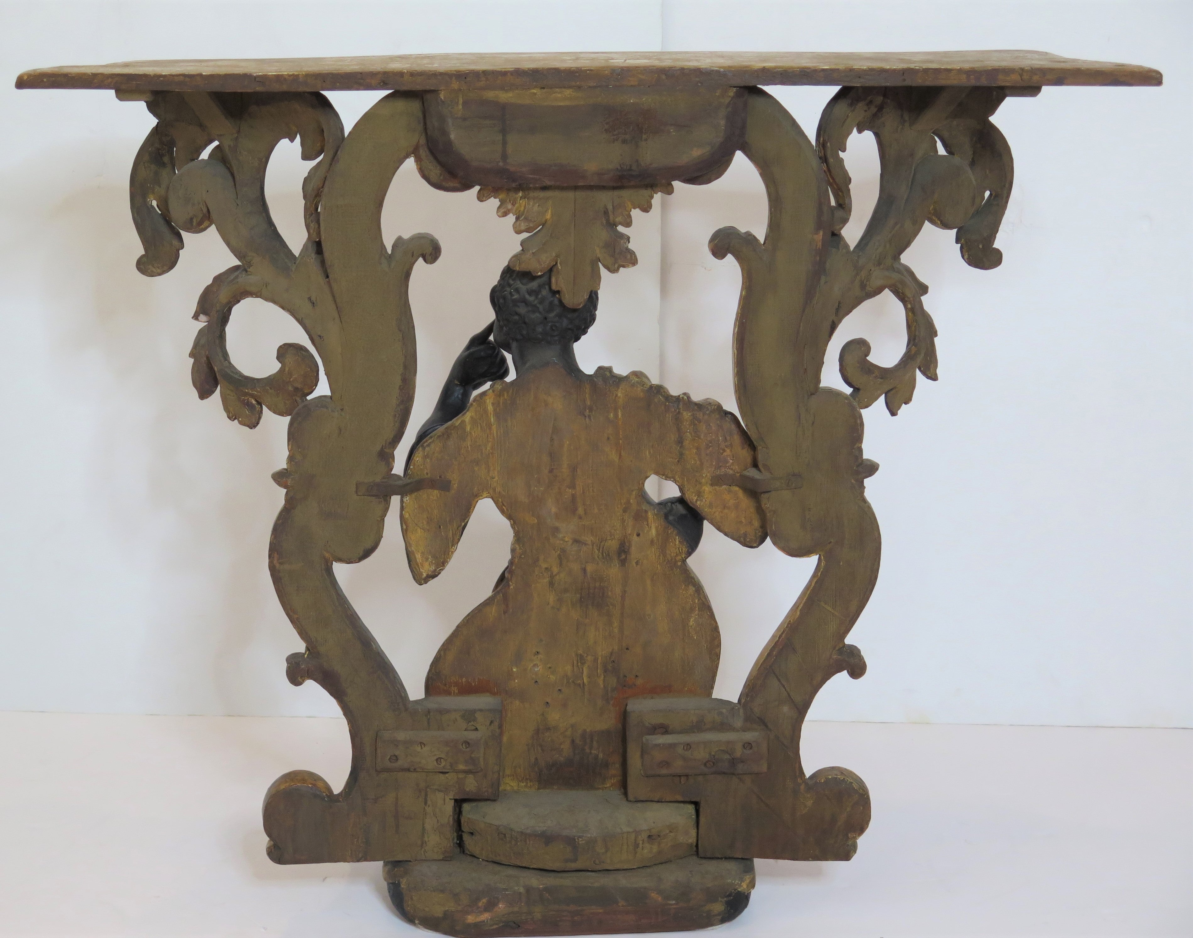 Carved and Gilded Venetian Console / Pier Table with Kneeling Blackamoor