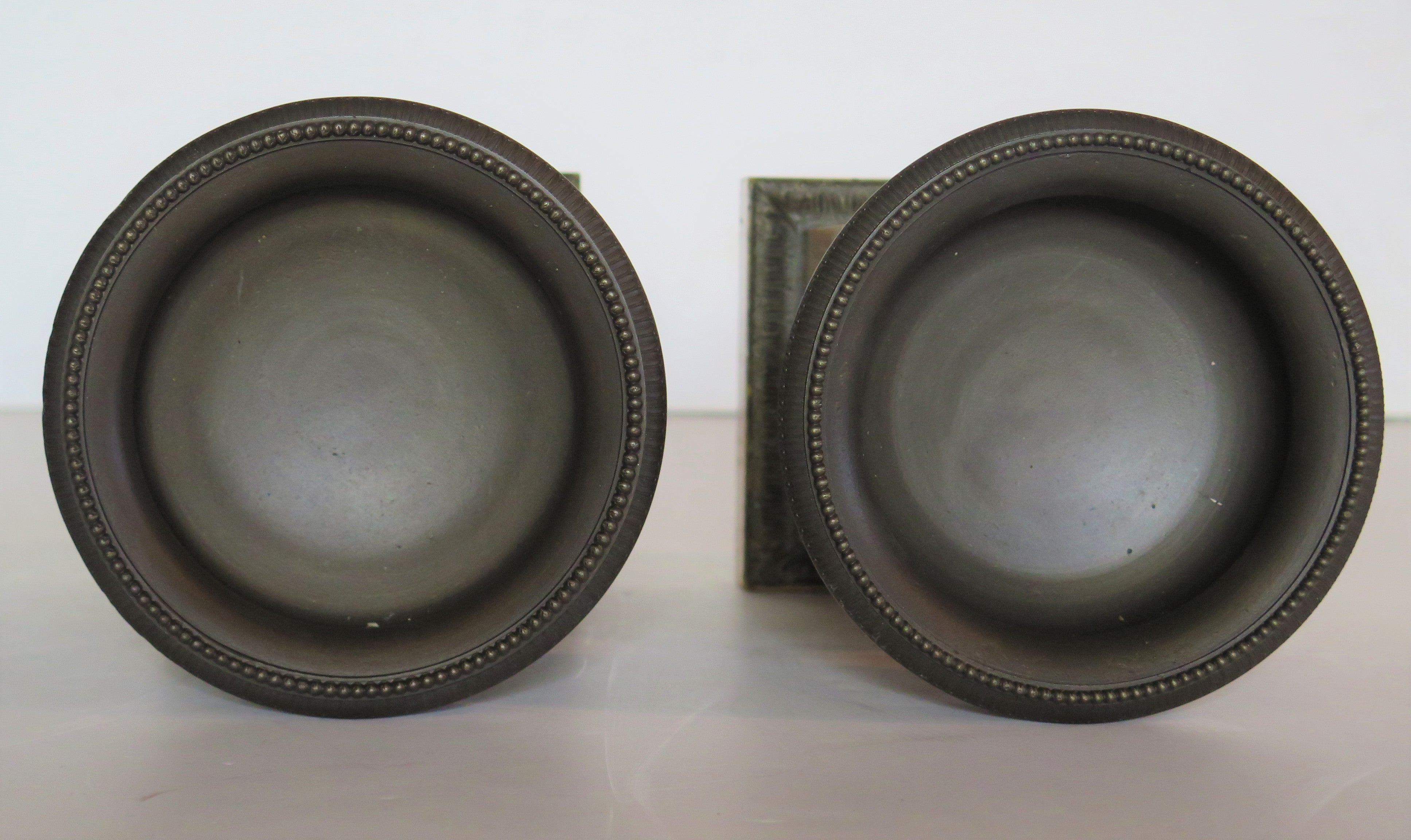 A Pair of Grand Tour Bronze Tazzas on Sienna Marble Plinths  C. 1820, Italy