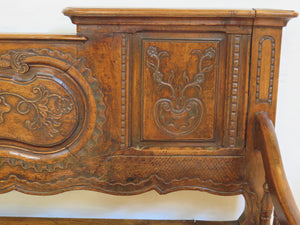 Antique Walnut Lift-Seat Carved Bench