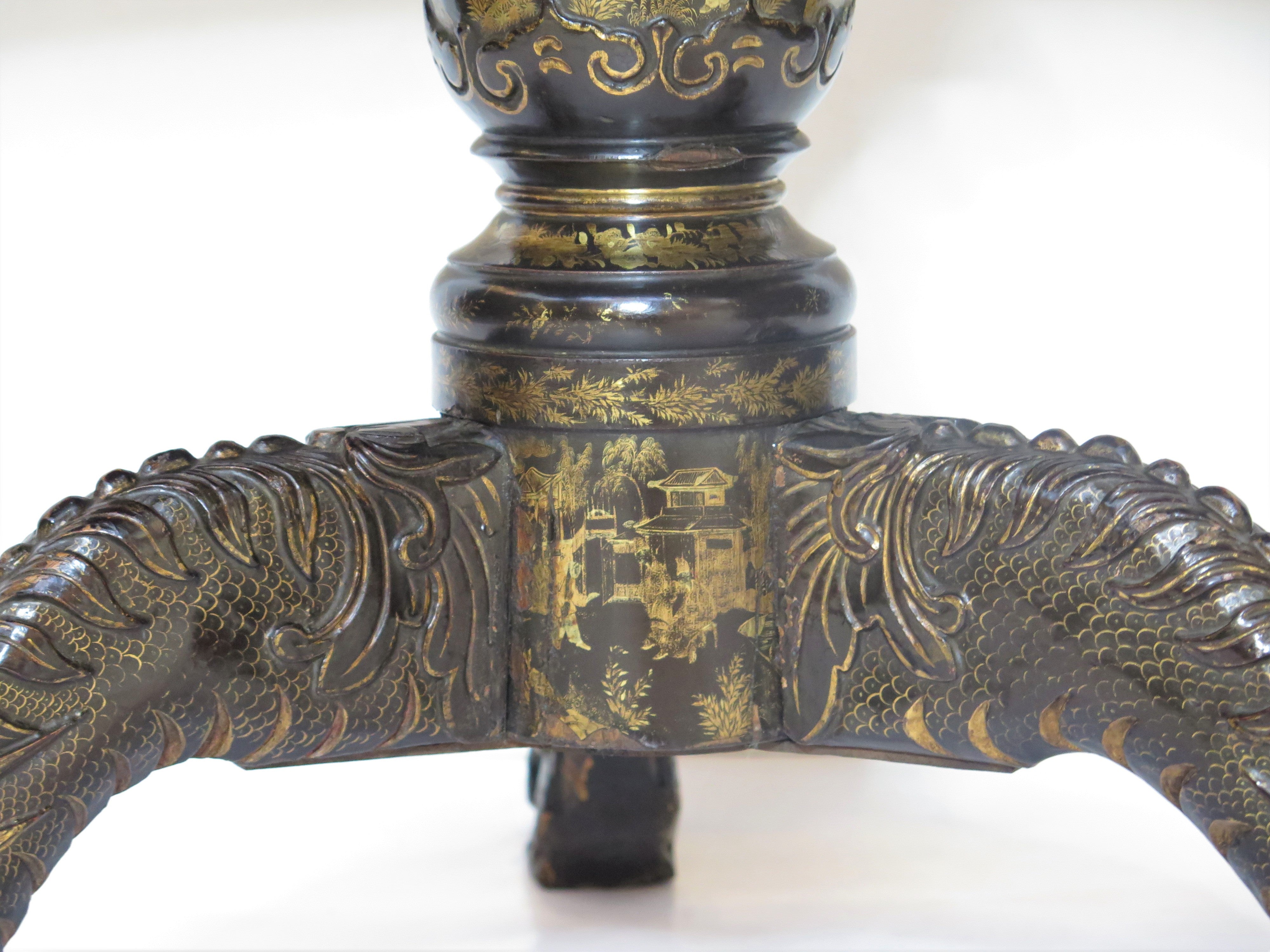 A Very Fine Chinese Export Black Lacquer and Gilt Games Table