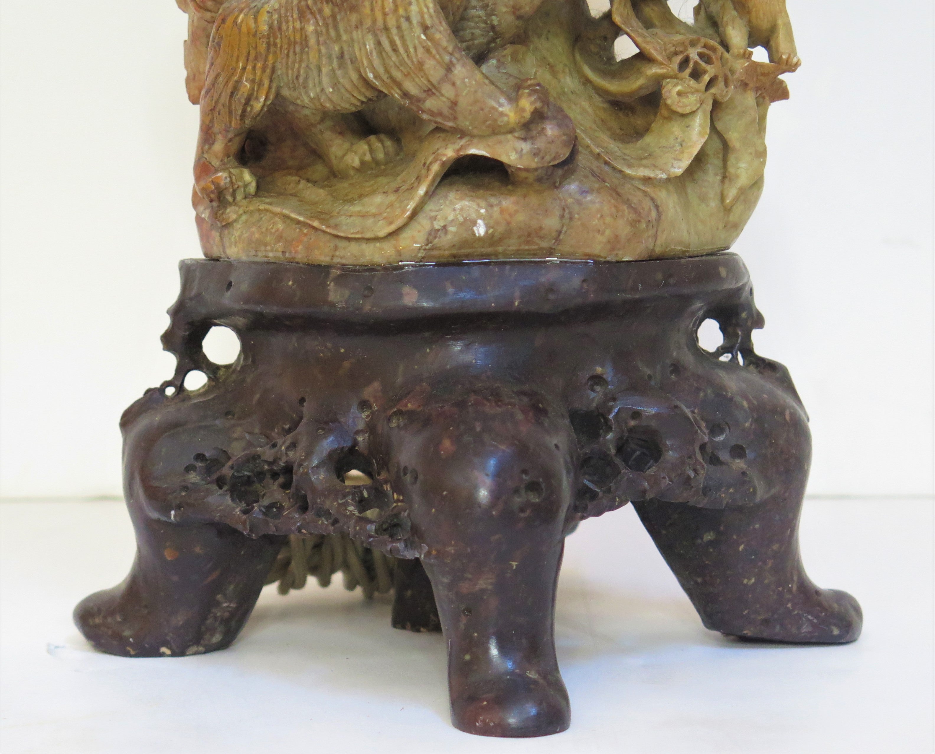 A Chinese Soapstone Carved Vase as a Table Lamp