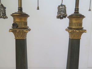 Charles X Lamps of Patinated and Gilt Bronze