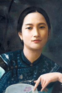 An Ultra Realistic Oil on Canvas Portrait of a Chinese Woman