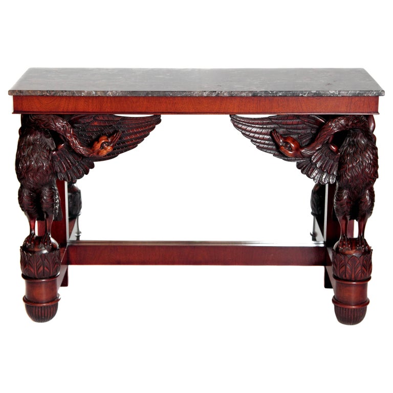 Early 19th Century French Empire Pier Table with Grey Marble Top