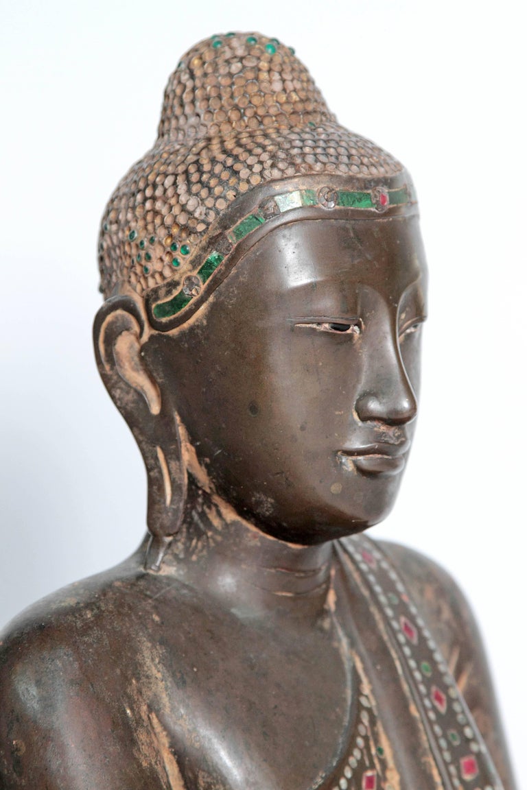 Mandalay-Style Bronze Buddha with Verdigris