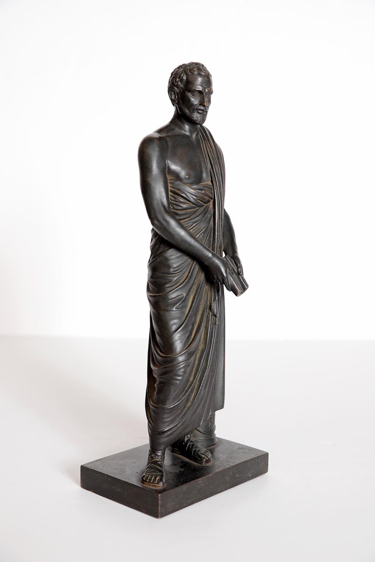 Grand Tour Souvenir / Patinated Bronze Sculpture of Sophocles, 'Greek Tragedian'