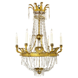 Charles X Gilt Bronze and Crystal Chandelier