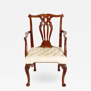 A Mahogany George III Chippendale-Style Elbow Chair