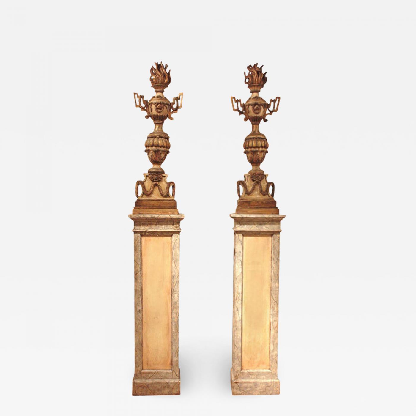 18th Century Italian Torchieres on Early 20th Century Plinths