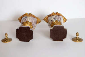 Louis XVI Style Marble Cassolettes (PAIR) with Gilt Bronze Mounts