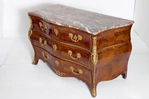 Early 18th Century French Regence Dore Bronze Bombe Commode