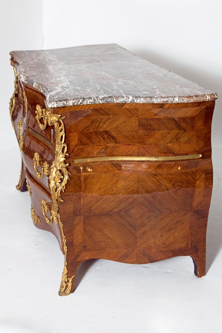 Early 18th Century French Regence Dore Bronze Bombe Commode