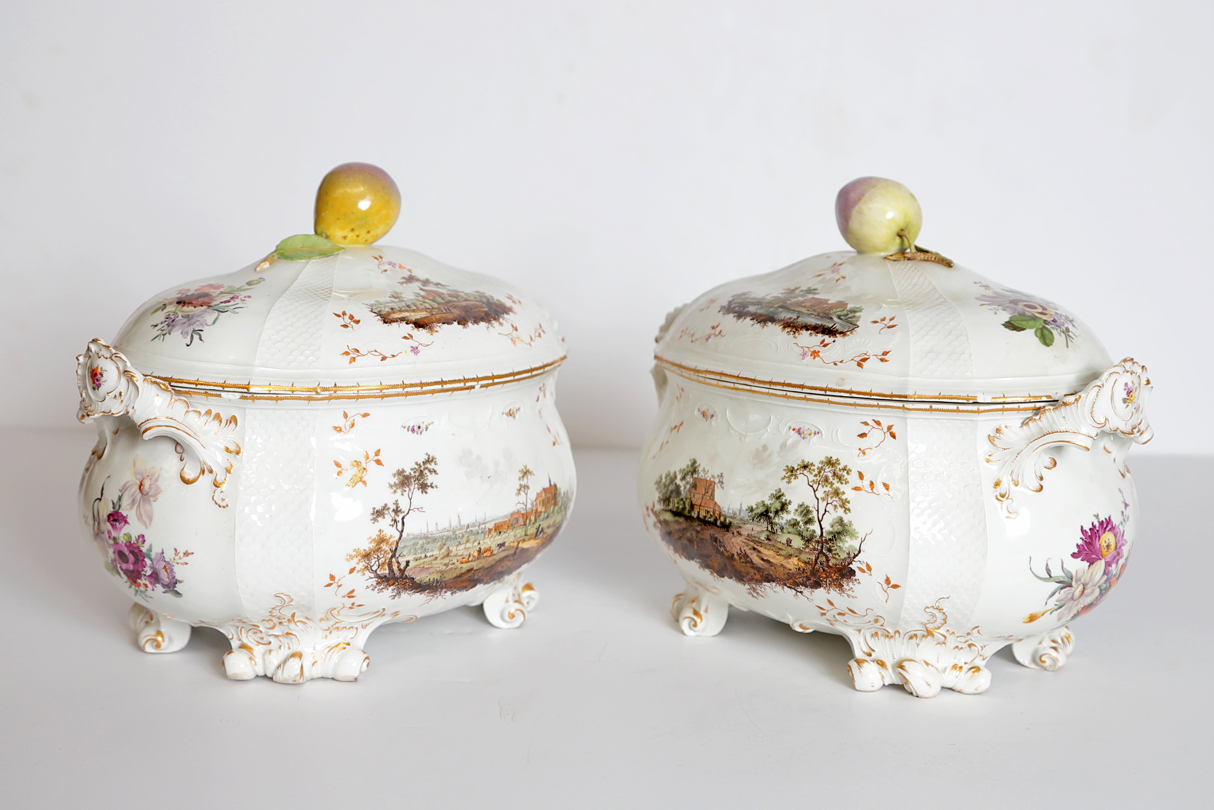 A Pair of Important Furstenberg Porcelain Oval Two-Handled Tureens