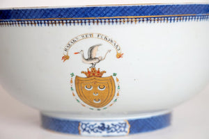 Chinese Export Armorial Punch Bowl from a Service for Daniel Seton, Surat 1795
