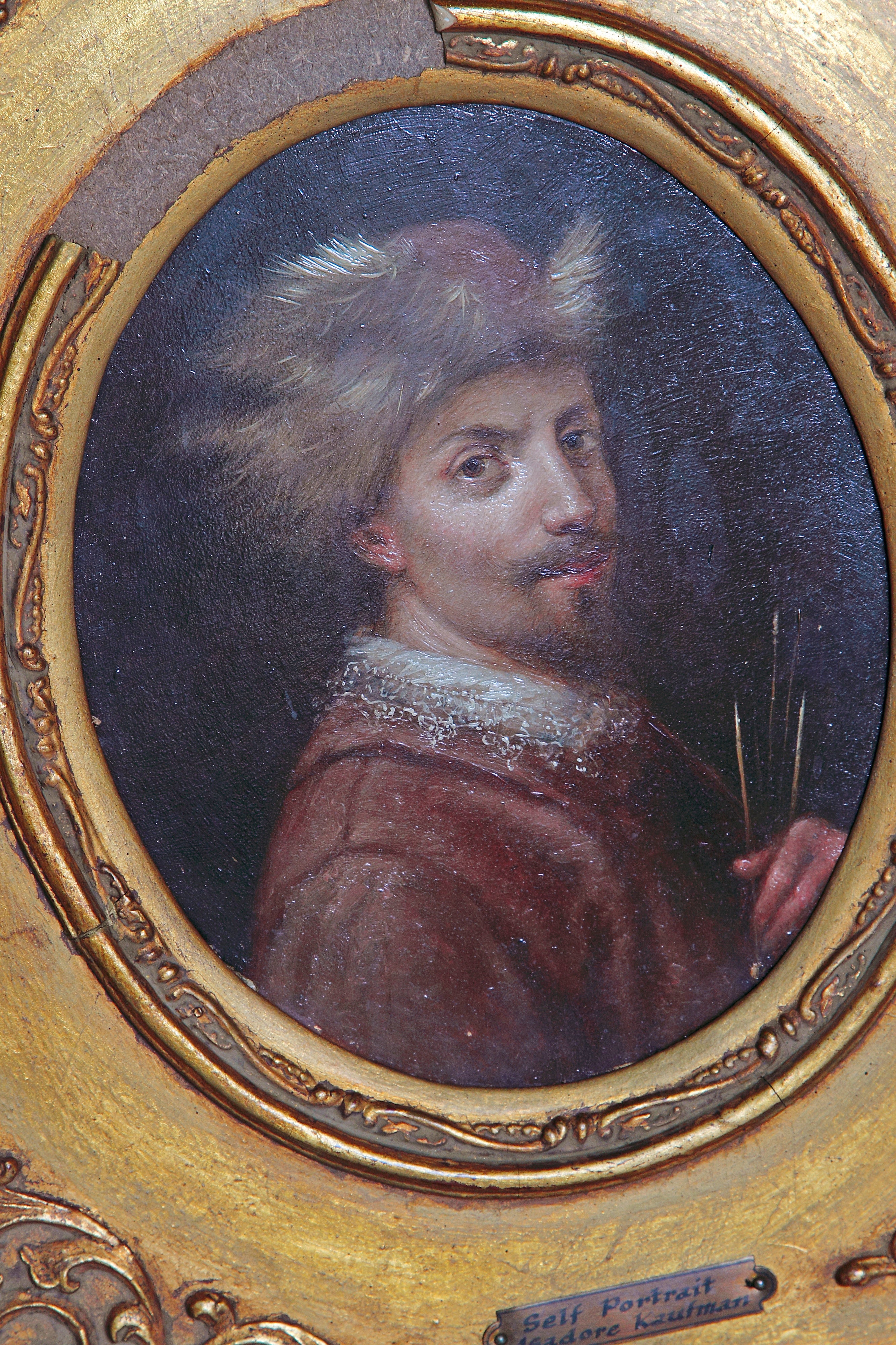 Small Framed Portrait / Artist in Fur Trimmed Hat