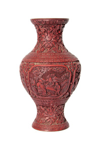 Chinese Lacquer Hand-Carved Cinnabar Vase