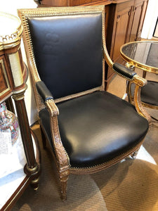 A Pair of Louis XVI-Style Giltwood Fauteuils/Armchairs