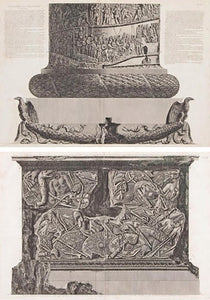 Trajan's Column Plates X and XI by Giovanni Battista Piranesi