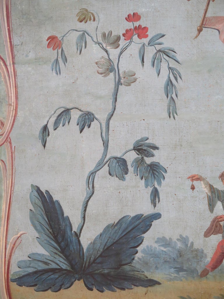 Pair of Louis XV Painted Chinoiserie Canvas Panels