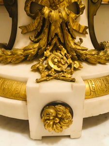 French Louis XVI-Style Marble and Gilt Bronze Lyre-Form Clock  C. 1825 - 1890, France