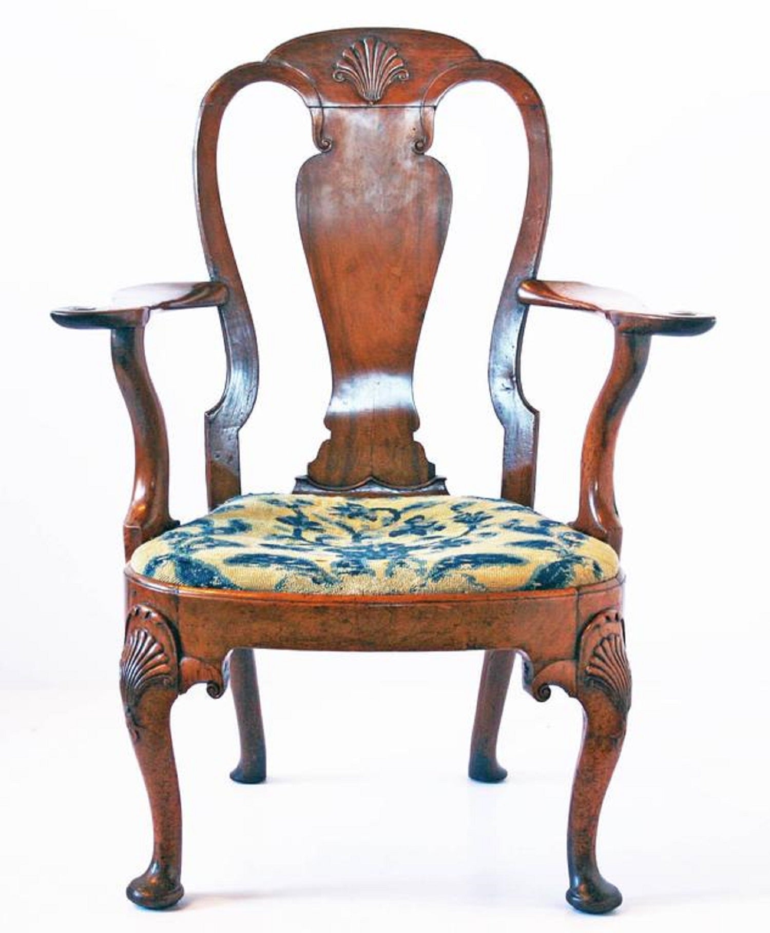 George I Walnut Elbow Chair