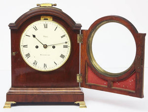 George II Mahogany Arched-Top Bracket Clock by Sly, Weymouth, England