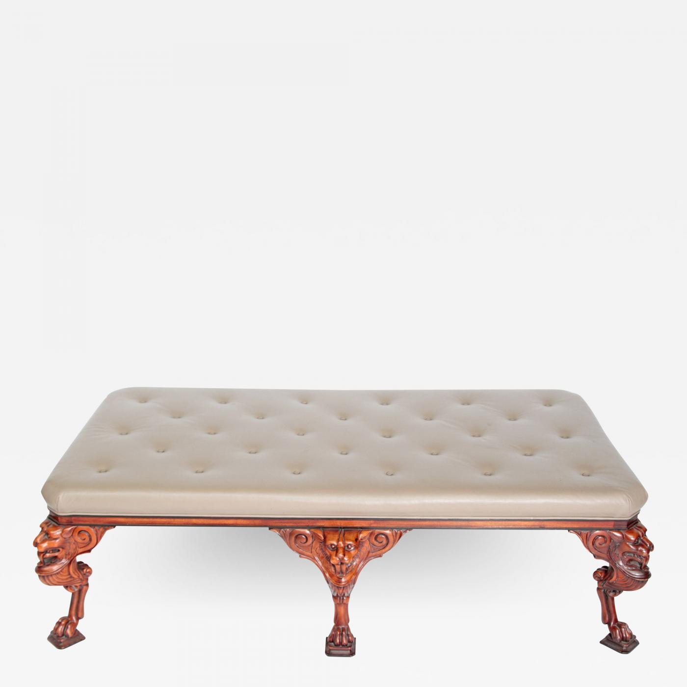 George II Style Large Upholstered Bench by Baker Furniture